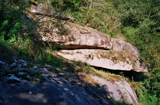 Rocher sur le sentier du Saut de la truite
