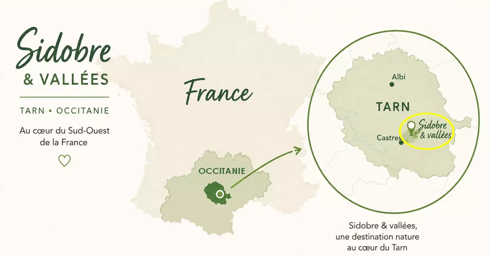 Carte situation Sidobre & vallées en Occitanie